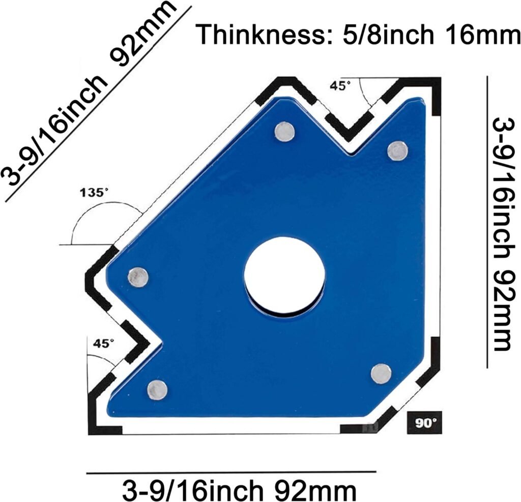 50LBS Arrow Welding Magnet Holder 4pcs 4 Strong Magnetic Metal Working Mig Tools and Equipment Workshop Welder Magnets Welding Clamps 45, 90, 135 Degree Angle
