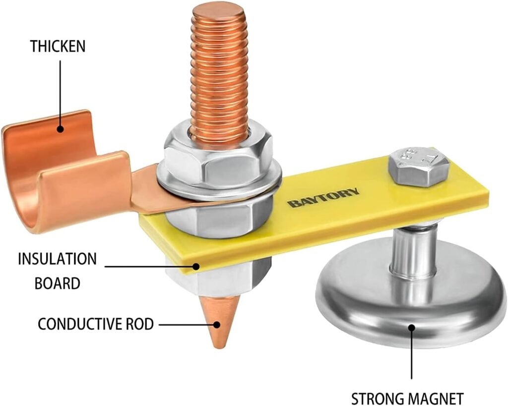 BAYTORY Upgrade Magnetic Welding Support Ground Clamp Tools, Welding Magnet Head Strong Magnetism Large Suction, Copper Tail Welding Accessories Stability Clamps