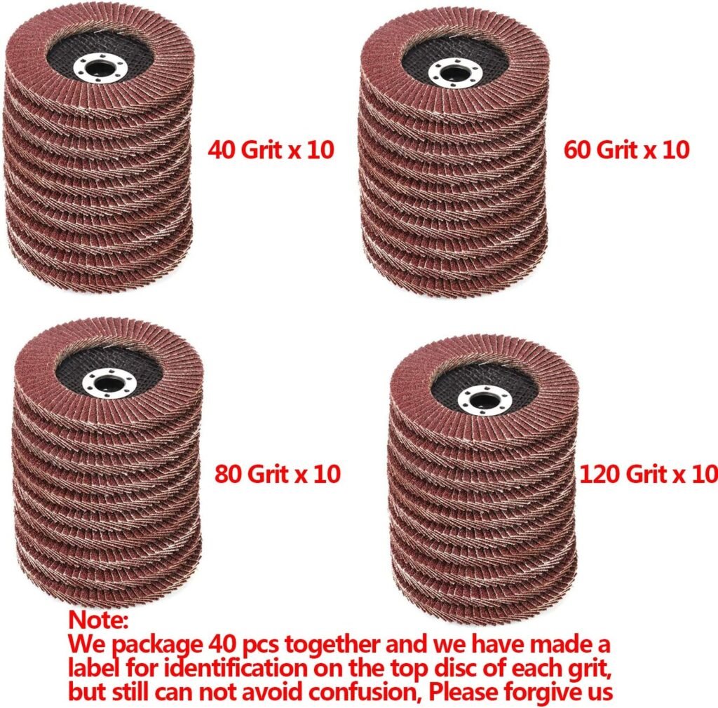 Flap Discs 40 PCS 4.5 Inch - 40 60 80 120 Grit Grinding Discs 4 1/2 Assorted Sanding Grinding Wheels,Aluminum Oxide Abrasives,Grinder disc