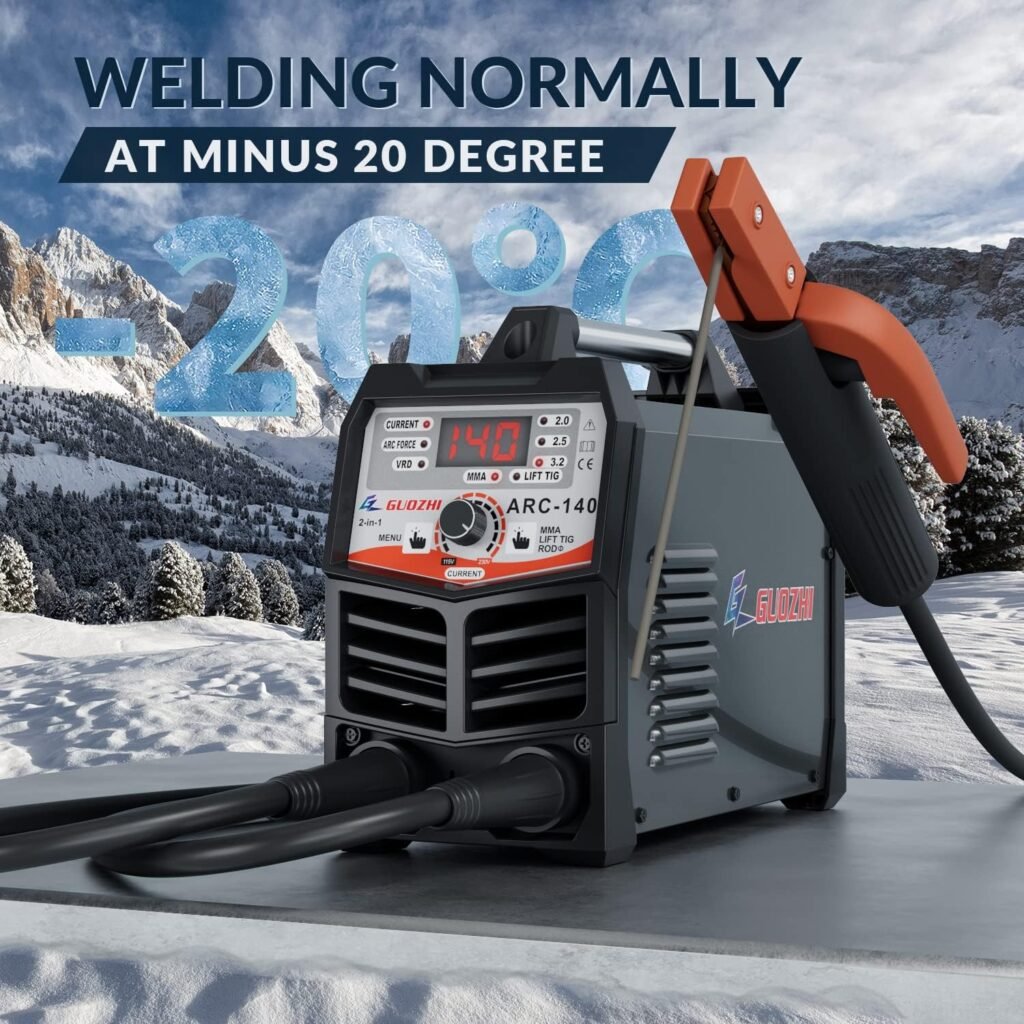 GZ GUOZHI Stick Welder Small Mini Portable, 110V 130A ARC MMA Welding Machine with 10ft Electrode Holder Cable  10ft Work Clamp, IGBT Inverter Welder Digital Display, Welder Nomanlly at -68°F