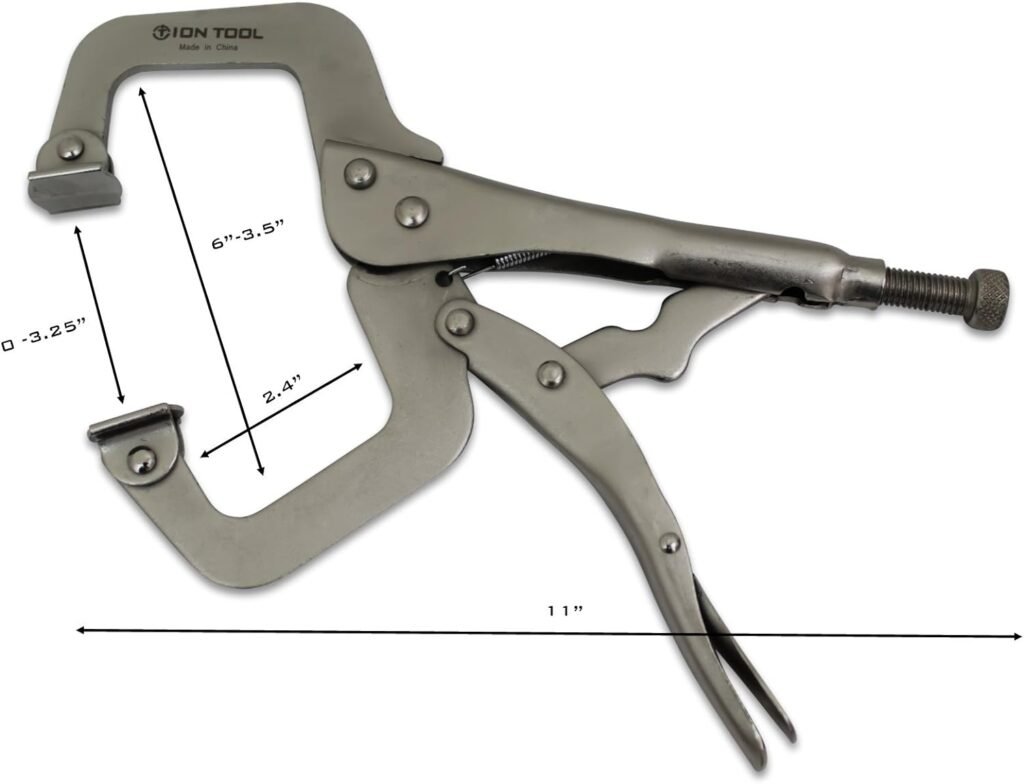 ION TOOL 6 Pack - 11” C-Clamp Locking Pliers, Swivel Pads