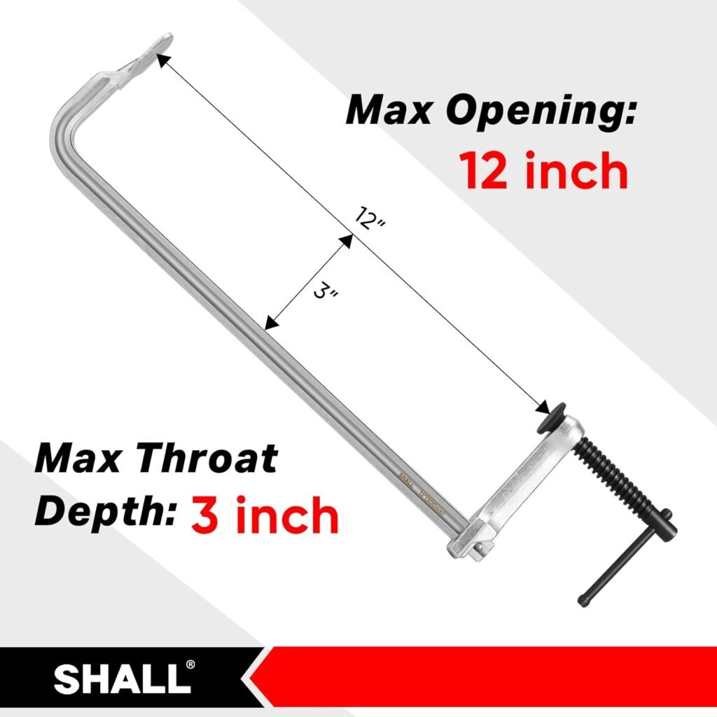 SHALL 4-Pack Bar Clamps Set, 12-Inch Light-duty Drop Forged Steel Bar Clamps, Steel F Clamps with Max 450Lbs Load Limit for Welding, Woodworking, Metal working, DIY and Crafts