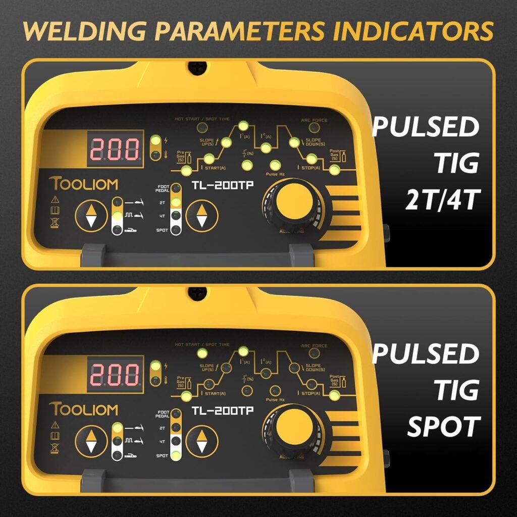 TOOLIOM TIG Welder with Pulse Welding Machine Multifunctional DC TIG/Spot TIG/Pulse TIG/Stick 110220V Dual Voltage