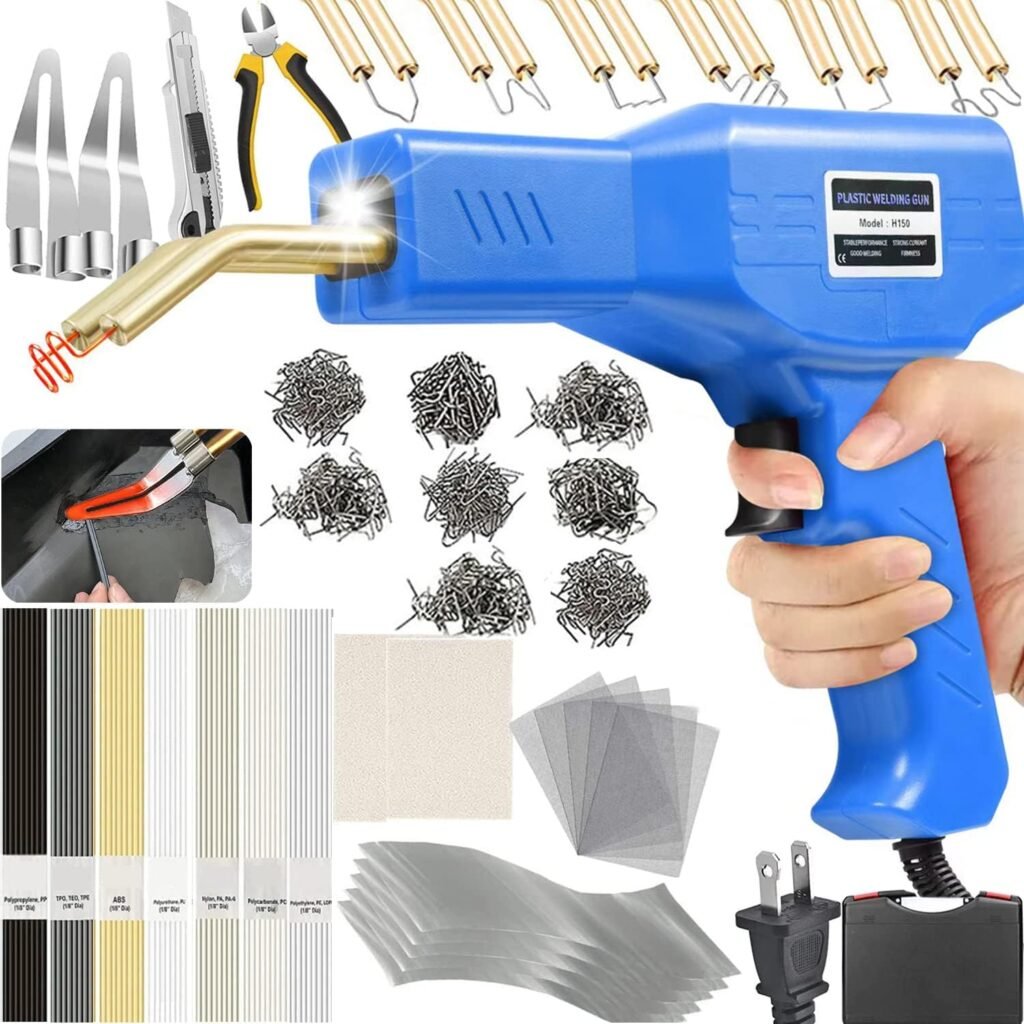 Upgraded 220W Plastic Welder, 2 in 1 Plastic Welding Kit Plastic Repair Welder Kit 800PCS Hot Stapler Soldering Gun with 64PCS Plastic Welding Rods Car Bumper Repair Kit for Most Plastic Repair