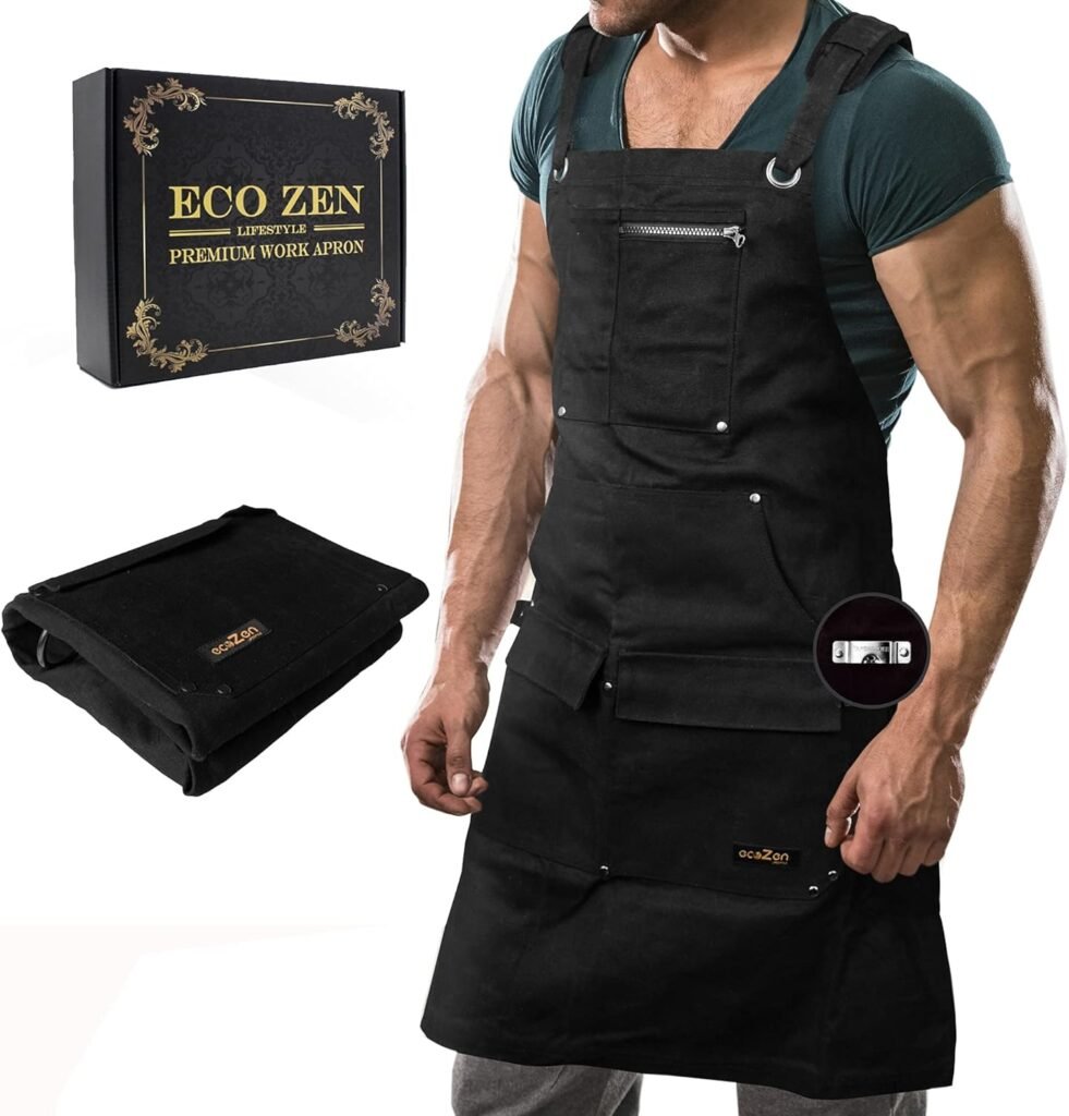 Waxed Canvas Apron (Kevlar Thread) Welding Apron - HeatChemical Resistant Heavy Duty Fully Adjustable to Comfortably Fit Men and Women Size S to XXL | Tool Apron Give Protection and Last a Lifetime