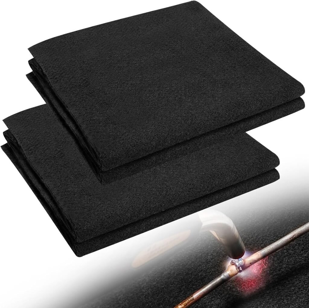 2 Pack Carbon Felt Welding Blanket Fireproof, 1800°F Heat Resistant Flame Retardant Protective Mat Insulation Pad for Soldering Welding Brazing Plumbing Supplies, 12 x 36 Tailorable