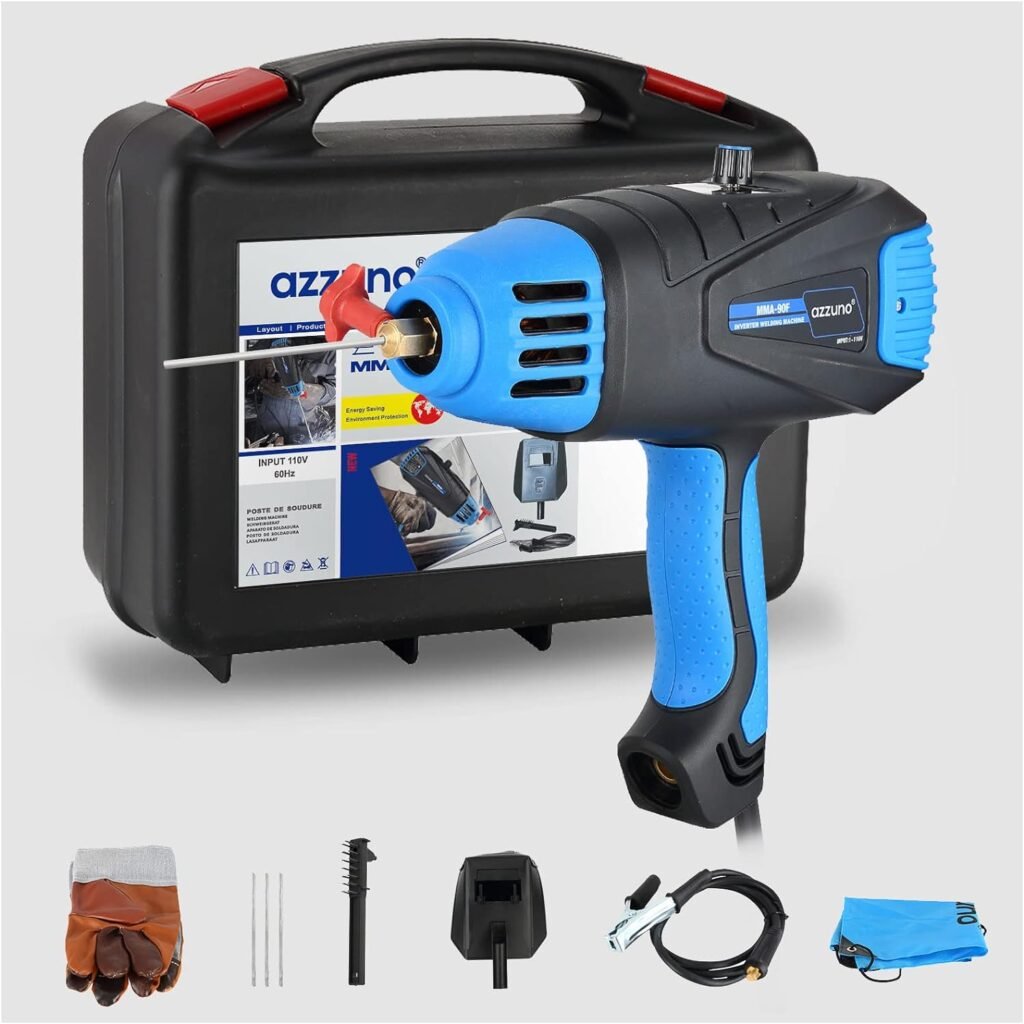 AZZUNO Handheld Welding Machine, Portable ARC Welder Gun 110V, Stick Welder Machine with IGBT Inverter, Small MMA Welding Machine for Metal Fits for 1/16-1/8 Welding Rods (Handheld 90A)