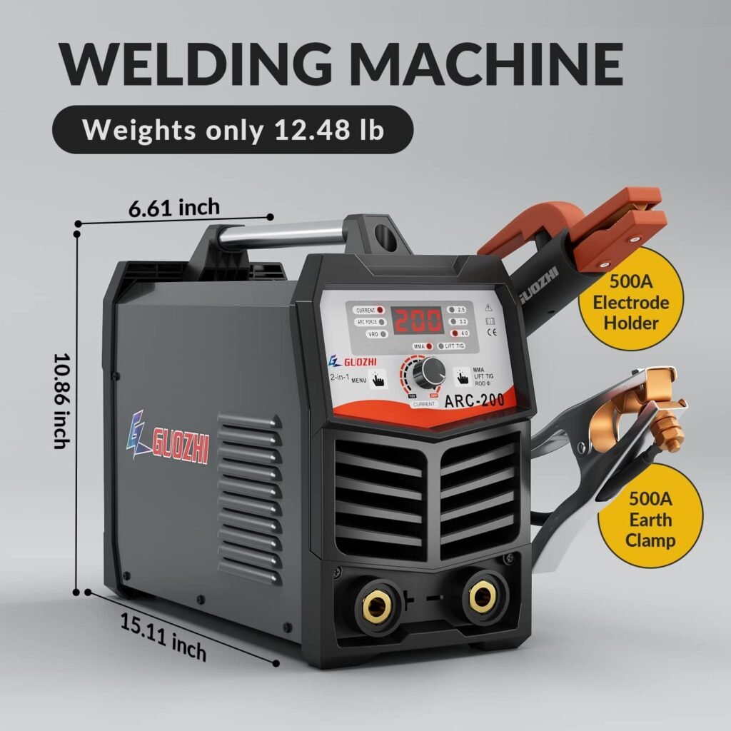 GZ GUOZHI Stick Welder Small Mini Portable, 110V 130A ARC MMA Welding Machine with 10ft Electrode Holder Cable  10ft Work Clamp, IGBT Inverter Welder Digital Display, Welder Nomanlly at -68°F