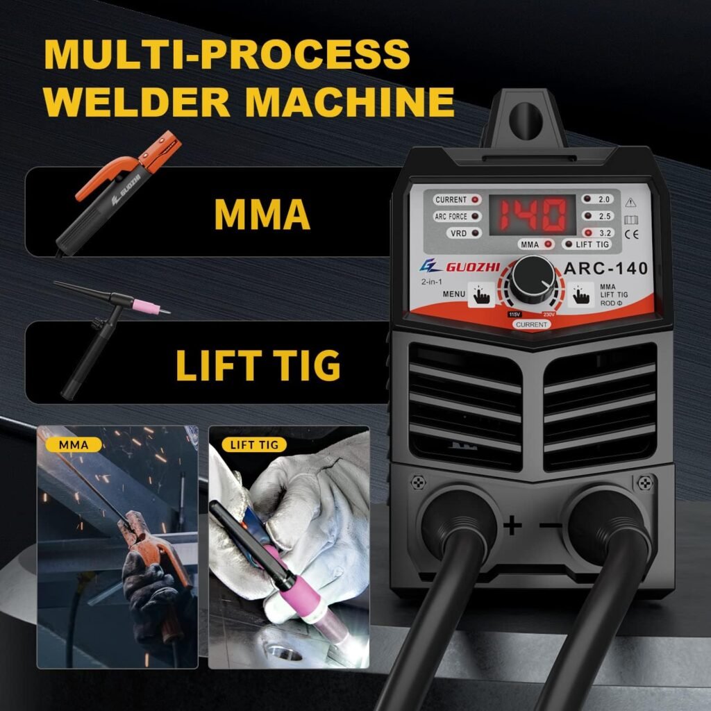 GZ GUOZHI Stick Welder Small Mini Portable, 110V 130A ARC MMA Welding Machine with 10ft Electrode Holder Cable  10ft Work Clamp, IGBT Inverter Welder Digital Display, Welder Nomanlly at -68°F