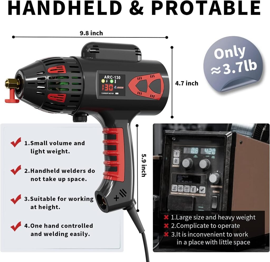 GZ GUOZHI Welding Machine Handheld, 110V 130Amp Portable ARC Welder Hand Held Welder Machine, Digital Display IGBT Inverter with Welding Tool Set and Toolbox