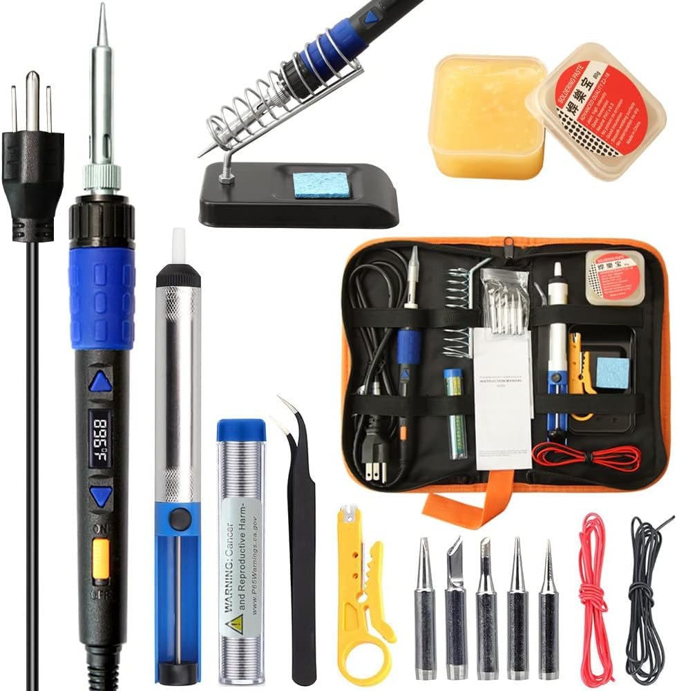 LDK Soldering Iron Kit Electric 60W 110V Adjustable Temperature Soldering Gun Welding Tools, 5pcs Replacement Tips and Solder Wire Tube (Basic)