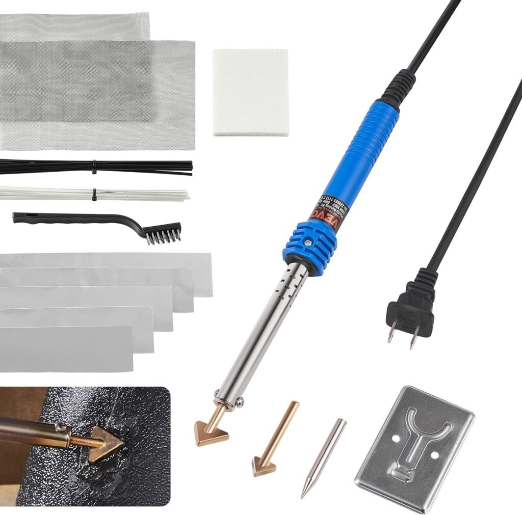 VEVOR Plastic Welding Kit, 100W Plastic Welder Soldering Iron Gun, Car Bumper Repair Kit with 2 Welding Tips, 1 Soldering Tip, 20 Plastic Welding Rods for Kayak/Toys/Plastic Crack/Electronics Repair