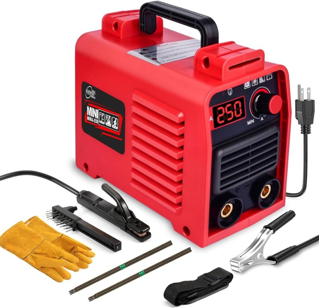 Welder Machine,Upgraded MMA-250A 110V Welding Machine,IGBT Digital Display LCD,Hot Start Anti-stick Stick Welder,Complete DIY Tool Kit for Portable Mini Welder,Strong Heat Dissipation MMA Welder …