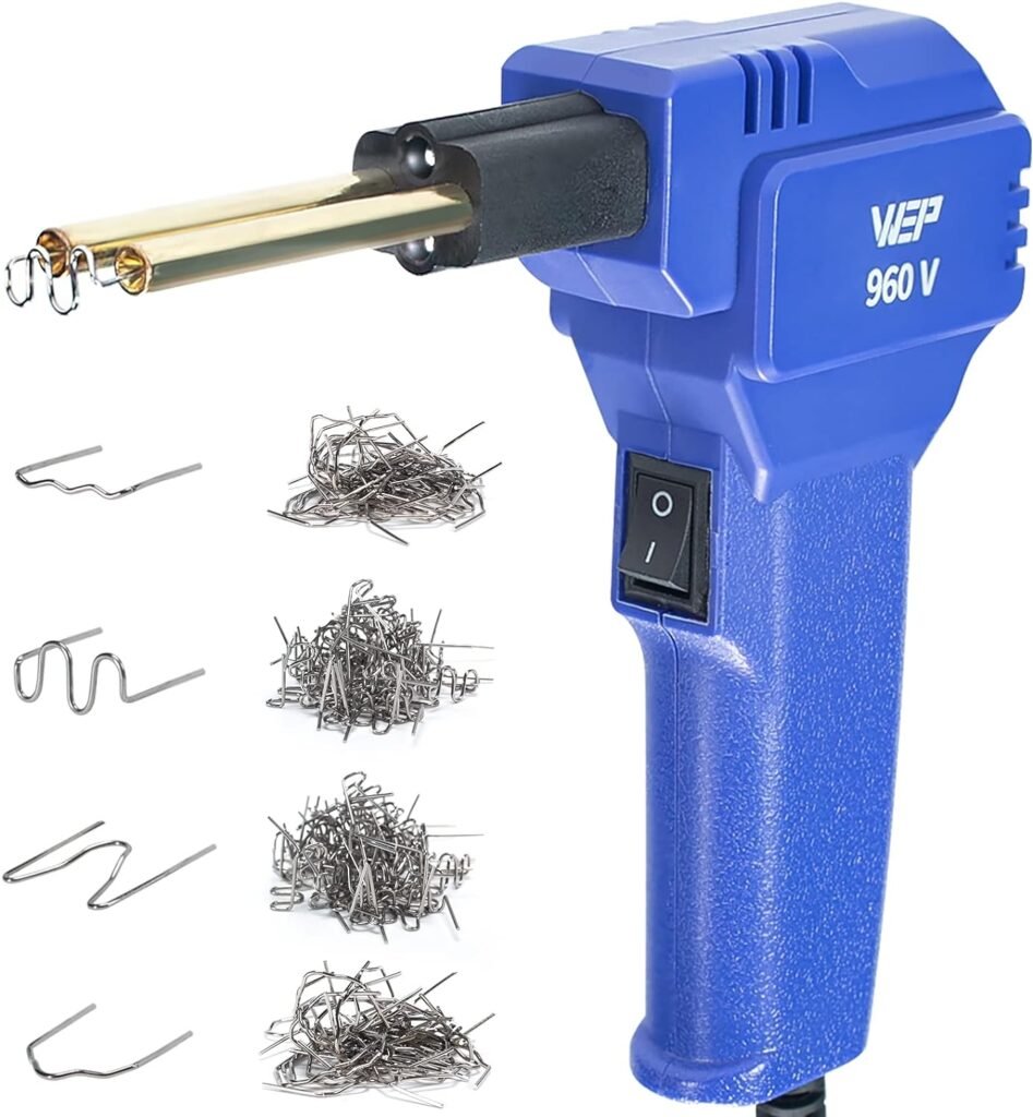 WEP 960-V Plastic Welder Kit 110V with LED Lights with 200 Hot Staples and Pliers for Car Bumper Plastic Welding, Plastic Gas Tank Repair, a Great Automotive Tools for Mechanics